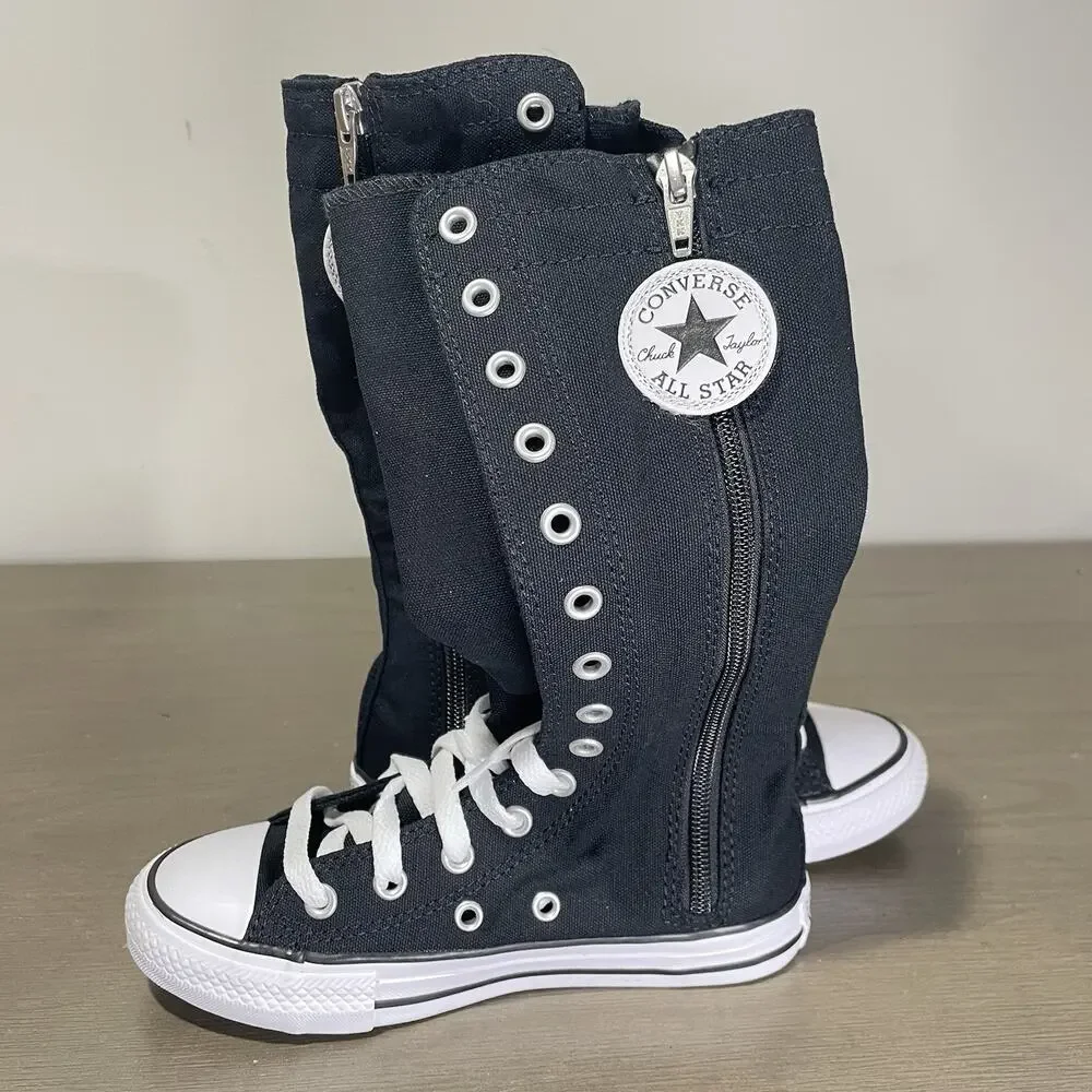Converse Kids Size 13 Shoes NEW Knee High Chuck Taylor All Star XHi Black Zip Up